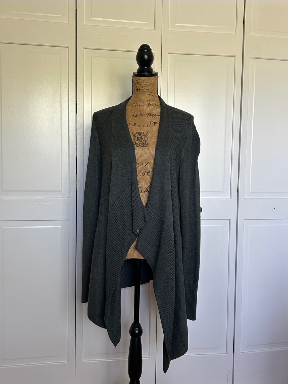 White House Black Market Charcoal Open-Front flounce cover up